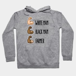 White man black man farmer funny biceps emoticon (dark design) Hoodie